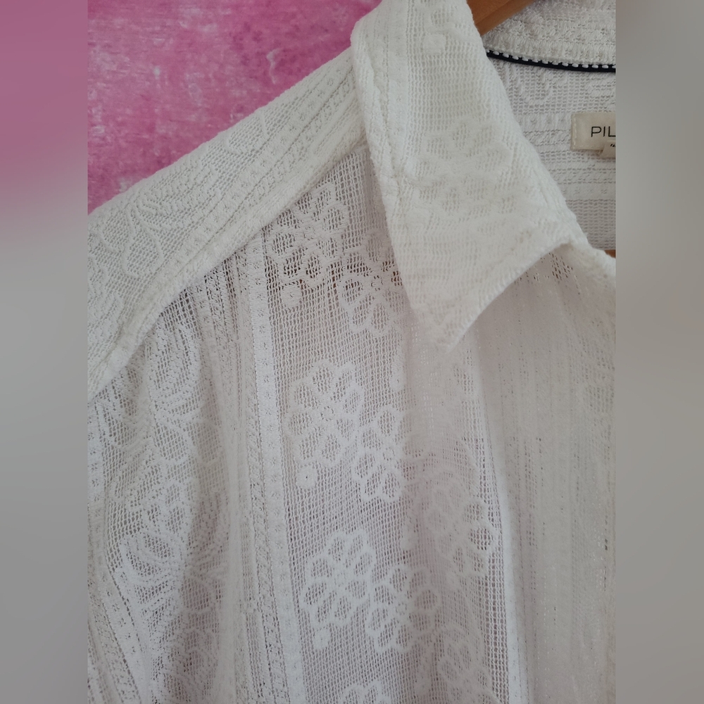 PILCRO ANTHROPOLIE LACE BUTTON DOWN SHIRT SZ M - Picture 8 of 10